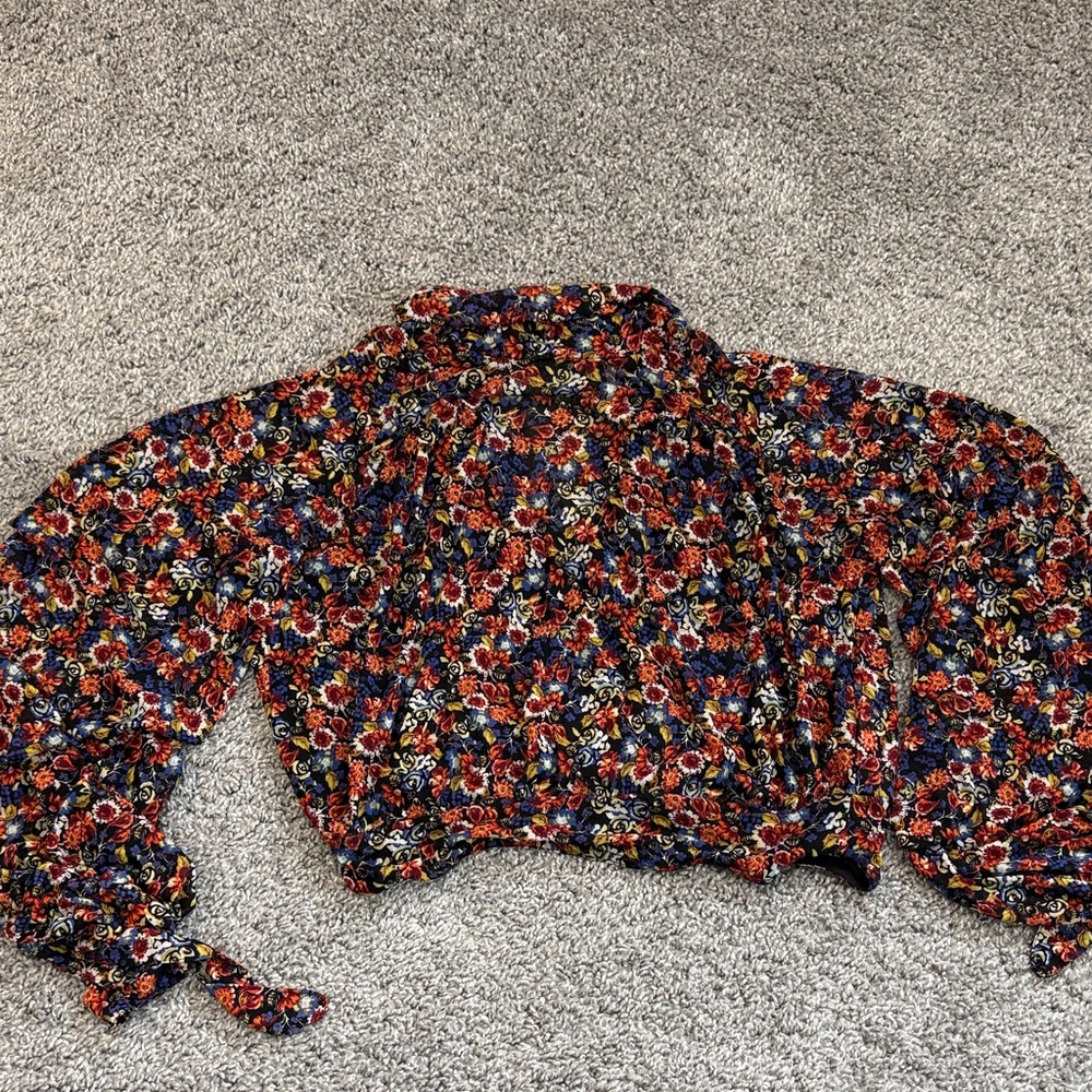 Free People Floral Blouse - Red, Blue, Yellow